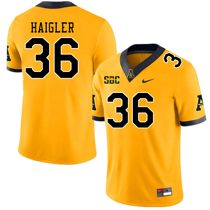 Men #36 Kevon Haigler Appalachian State Mountaineers College Football Jerseys Stitched Sale-Gold - Click Image to Close